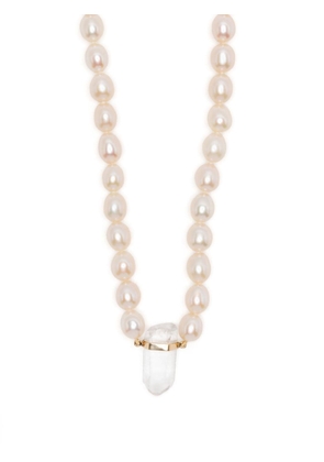 JIA JIA 14kt yellow gold ocean pearl crystal quartz charm necklace - White
