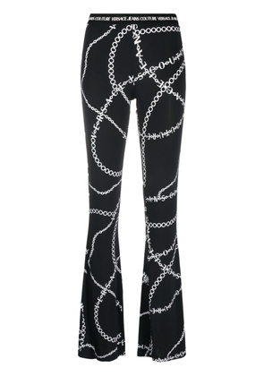 Versace Jeans Couture chain-print flared trousers - Black