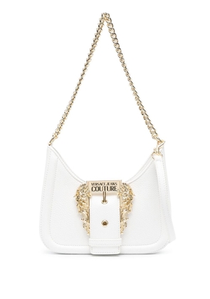 Versace Jeans Couture engraved-logo buckle shoulder bag - White
