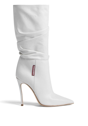 Dsquared2 100mm draped-detail leather boots - White