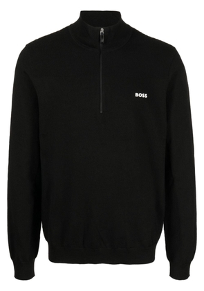 BOSS logo-print knitted jumper - Black