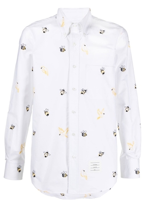 Thom Browne embroidered long-sleeved shirt - White