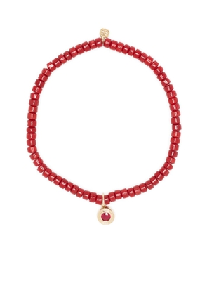 Sydney Evan 14kt yellow gold and ruby fluted beaded bracelet - Red