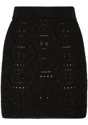 Philipp Plein monogram-pattern knitted miniskirt - Black
