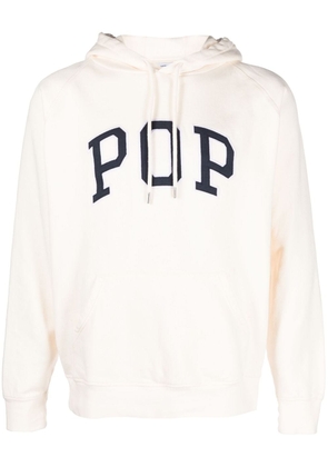 Pop Trading Company logo-print cotton hoodie - Neutrals
