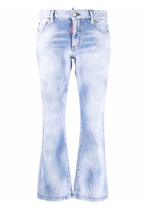 Dsquared2 bleach-effect cropped kick-flare jeans - Blue