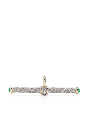 Lucy Delius Jewellery 14kt gold diamond and emerald T-bar pendant - Silver