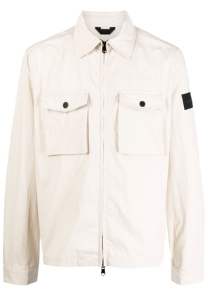 Calvin Klein logo-patch shirt jacket - Neutrals