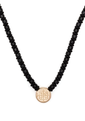 LUIS MORAIS 14kt yellow gold Money Seal onyx beaded necklace - Black