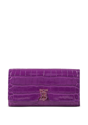 Burberry TB-monogram plaque leather wallet - Purple