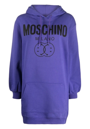 Moschino smiley-face logo-print hooded dress - Purple
