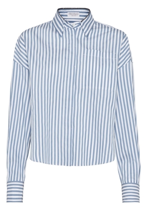 Brunello Cucinelli striped cotton-silk shirt - Blue