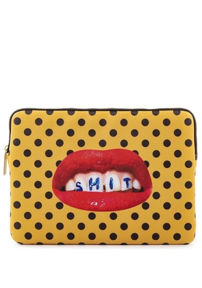 Seletti polka-dot print laptop case - Yellow