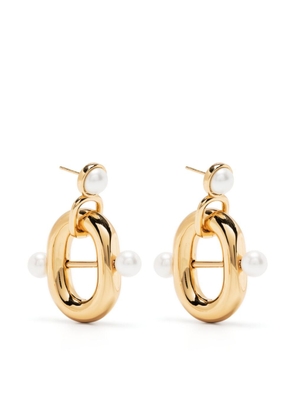 Rabanne Double Link faux-pearl earrings - Gold