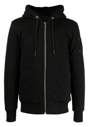 Moose Knuckles logo-plaque zip-up hoodie - Black