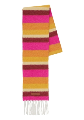 Marni logo-patch stripe-pattern scarf - Pink