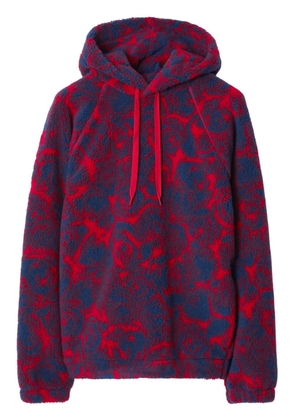 Burberry abstract-pattern print shearling hoodie - Red
