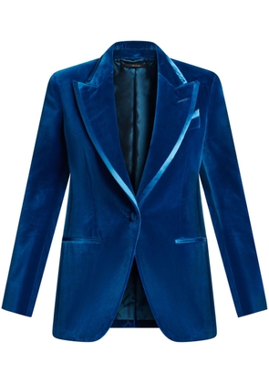 TOM FORD satin-trim velvet blazer - Blue