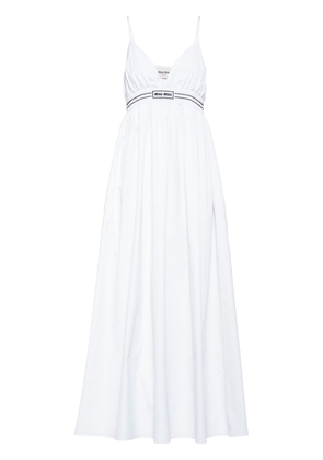 Miu Miu embroidered-logo cotton maxi dress - White