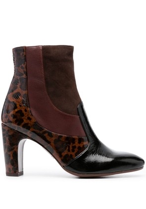 Chie Mihara 90mm leopard-print leather boots - Brown