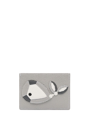 Thom Browne whale-appliqué pebbled cardholder - Grey