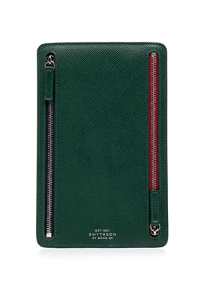 Smythson logo-stamp leather case - Green