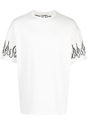 Vision Of Super logo-embroidered cotton T-shirt - White