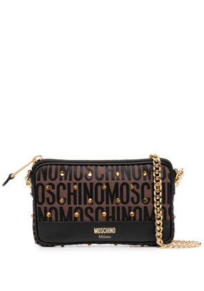 Moschino gem-embellished monogram crossbody bag - Brown