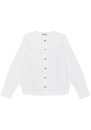 GANNI bib-collared cotton shirt - White