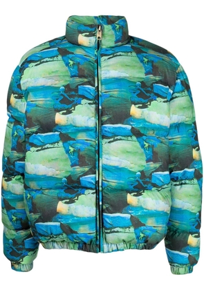 ERL printed quilted puffer jacket - Blue