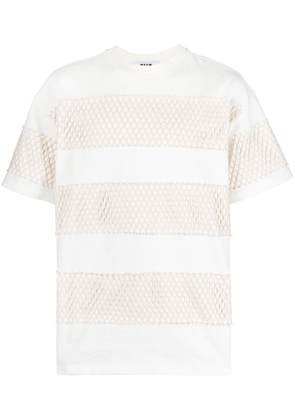 MSGM mesh-panel short-sleeved T-shirt - White