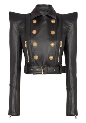 Balmain Perfecto cropped leather jacket - Black