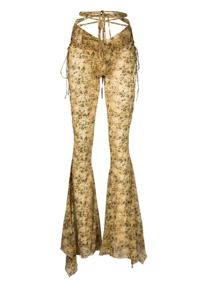 KNWLS floral print flared trousers - Yellow