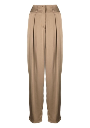 Brunello Cucinelli high-waisted silk trousers - Neutrals