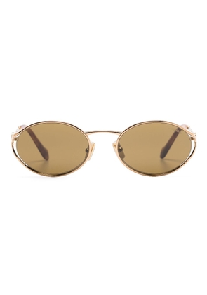 Miu Miu Eyewear Logo round-frame sunglasses - Gold