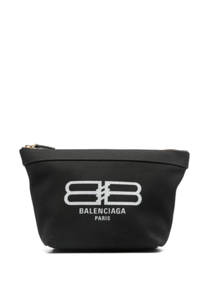 Balenciaga logo-print cotton makeup bag - Black