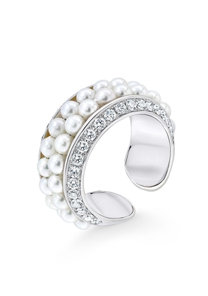 David Morris 18kt white gold diamond Double Row ring