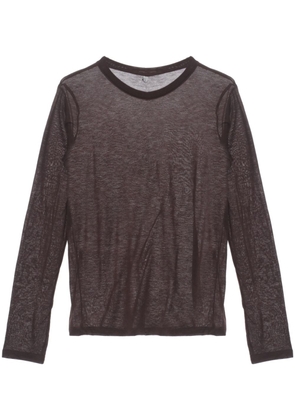 Baserange semi-sheer long-sleeve T-shirt - Brown