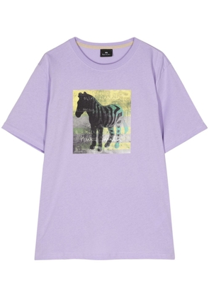 PS Paul Smith Zebra Square-print organic-cotton T-shirt - Purple