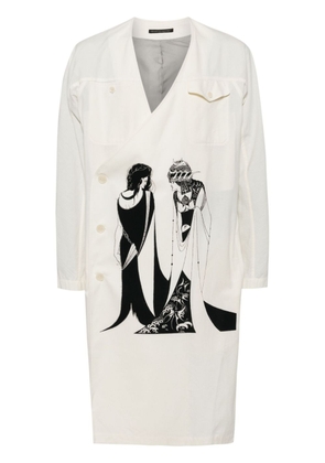 Yohji Yamamoto double breasted cotton coat - White
