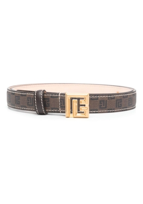 Balmain monogram-pattern buckle belt - Brown