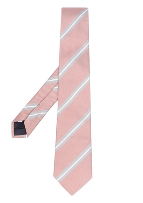 Tagliatore diagonal-striped silk tie - Pink