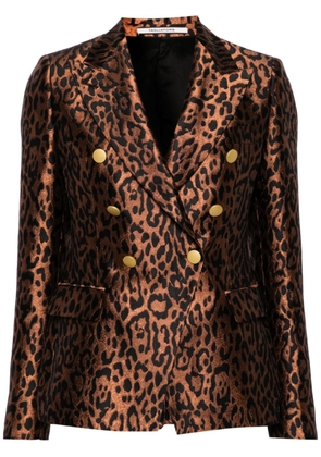 Tagliatore leopard-print double-breasted blazer - Brown