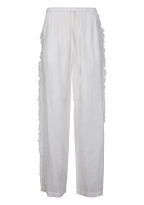 P.A.R.O.S.H. frayed linen trousers - White