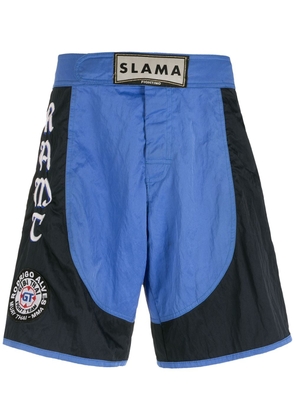 Amir Slama embroidered patches Luta shorts - Blue