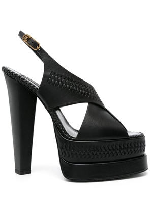 Roberto Cavalli braid-detailing platform sandals - Black