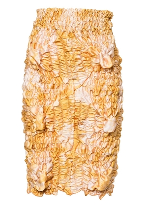 FEBEN Twist shirred pencil miniskirt - Yellow