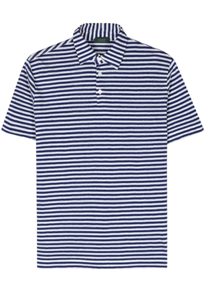 Zanone striped linen-blend polo shirt - Blue