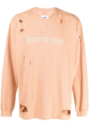 Doublet logo-print ripped-detail sweatshirt - Brown