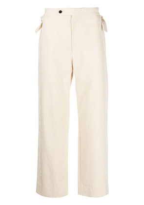 BODE floral-embroidery chino trousers - Neutrals